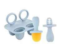 Breastmilk Popsicle Molds Multi-Function Popsicle Maker Reusable Baby Fruit and Vegetable Teether with Handle Baby Feeding Accessory (Two Handles Gray Blue)