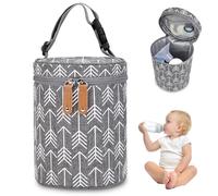 Breastmilk Storage Bag 5.5x7.5 Inch Cylindrical Breastmilk Cooler Bag with Zipper Closure & Adjustable Handle Arrow Pattern Baby Bottle Pouch for Travel, Pram ..