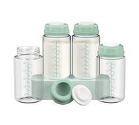 Breastmilk Storage Bottles Collection Bottles, 10oz Wide-Neck Breast Milk Container Compatible for Spectra S1 S2 SG Motif Luna Breast Pumps, Fit for 22oz Breast Milk Cooler & Fridge, 4 Packs-Green
