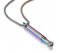 Breath Chain Smoking Ceasing Aid - Stainless Steel Smoke-free Necklace Colourful (5.1 x 0.8 cm) - Chain with Whistle as a Cigarette Replacement for Quitting - Non-Smoking Aid for Men and Women