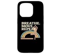Breath Move Repeat Yoga Pose Rainbow Case for iPhone 15 Pro