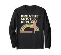 Breath Move Repeat Yoga Pose Rainbow Long Sleeve T-Shirt