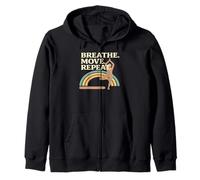 Breath Move Repeat Yoga Pose Rainbow Zip Hoodie