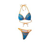 Breath The Wild Cosplay Princess Zelda Swimsuit Sexy Blue Bikini Two-Piece Set Swimwear Outfits Halter Bathing Suit, Blue, Large