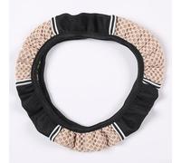 Breathable 3D Ice Silk Steering Wheel Cover with Integrated Silicone Band for Reliable Adhesion on 38cm Diameter Steering Wheels (Beige)