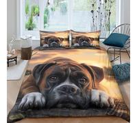 Breathable 3D Print Microfiber Boxer dog Comforter Cover All Season Bedding Sets w/Matching Pillowcase realistic animal art Quilt Cover Easy Care Breathable Washable Teens Adults Single（140x200cm）