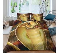 Breathable 3D Print Microfiber Cobra snake Duvet Cover All Season Soft Bedding Set w/Pillowcases Digital fantasy art Quilt Cover Sets Easy Care Machine Washable for Kids Boys Girls Single（135x200cm）