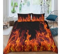 Breathable 3D Print Microfiber Fire flames Duvet Cover All Season Soft Bedding Set w/ Pillowcases Dynamic burning effect Quilt Cover Set Easy Care, Washable for Kids Boys Girls Single（140x200cm）