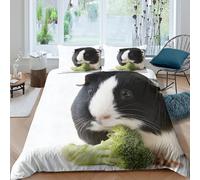 Breathable 3D Print Microfiber Guinea pig eating Comforter Cover All Season Bedding Sets w/ Matching Pillowcase Vegetable snack style Quilt Cover Easy Care Breathable Teens Adults (260x220cm)
