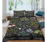 Breathable 3D Print Microfiber Herbarium botanical Duvet Cover All Season Soft Bedding Set w/ Pillowcases Vintage plant illust Quilt Cover Set Easy Care, Washable for Kids Super king（260x220cm）