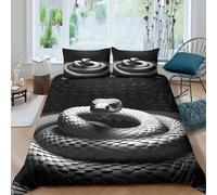 Breathable 3D Print Microfiber snake coiled Duvet Cover All Season Soft Bedding Set w/Pillowcases realistic wildlife art Quilt Cover Set Easy Care, Washable for Kids Boys Girls Double（200x200cm）