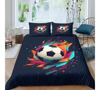 Breathable 3D Print Microfiber SoccerBallDynamics Comforter Cover All Season Bedding Sets w/ Matching Pillowcase AbstractSportsArt Quilt Cover Easy Care Breathable Teens Adults Ki (220x240cm)