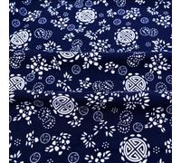 Breathable African Print Cotton Fabric for Upholstery Clothing Tablecloth Bag Fan DIY Craft Sewing,Vintage Ethnic Pattern Linen Fabrics by The Metre (Navy Blue9)