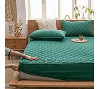 Breathable and Deep Pocket Bed Sheet Queen,Waterproof Cotton Mattress Protector Cover, Thick Quilted Fitted Bedding Sheets for Hotel Apartments Dark Blue 180 * 200cm (Green Twin XL 100 * 200cm)