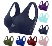 Breathable Anti-Sagging Sports Bra for Women Plus Size Wireless Bras with Cooling Lift-Up Air Tech Mesh High Support, #G08-navy, 5X-Large