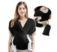 Breathable Baby Carrier Newborn from Birth Up to 15 Kg, Hands-Free Newborns Wrap Carrier, Stretchy Baby Sling for Newborns Toddlers Wrap Carrier Suitable for Summer (Black,One Size)