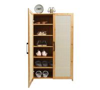 Breathable Bamboo Shoe Rack - 6-Tier Shoe Cabinet with 2 Doors Space-Saving Design for 18-20 Pairs Ideal Entryway Storage Solution for Shoes