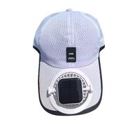 Breathable Baseball Cap with Solar Fan, Sun Protection Baseballs Fan Hat for Men Women, UV Protection Hat USB Rechargeable Fans Baseball Caps for Outdoor Activities White