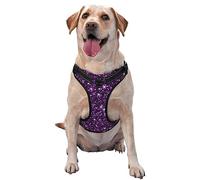 Breathable Beautiful Dark Purple Bling Glitter Sparkles Pattern Dog Harness No Choke for Outdoor Walking, No Pull Dog Harness Soft Padded Dog Vest
