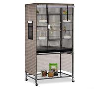 Breathable Bird Cage Cover Waterproof Oxford Cloth Protective Cover for Large Bird Cages 97x60x130cm Black(Khaki)