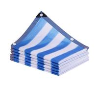 Breathable Blue White Stripe Shade Net with Eyelets for Garden Auto Greenhouse - Sun Protection (3x9m/9.8x29.5ft)