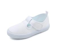 Breathable Canvas Shoes for Kids - Lightweight First Walking and Nursery Sneakers for Boys/Girls | (Sizes 22-41) White Indoor Dance Shoes, White (white 2), 1 UK