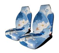 Breathable Car Seat Cover Blue and White Chinese Style Flower Bird Front Seat Protector Car Seat Protector with Elastic Band Edge Seat Cushions