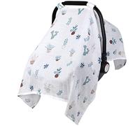 Breathable Car Seat Covers for Babies, Muslin Infant Carseat Canopy, Lightweight Baby Carrier/Stroller Cover, Boys Girls Newborn Shower Gift, Universal Fit Large Size 47.2 x 35.4 inch, Cactus