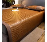 Breathable Carbonized Bamboo Cooling Mat for Summer Sleep Foldable Rattan Woven Bed Mat with Pillowcase Essential Bedroom Accessory for Hot Nights