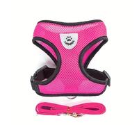 Breathable Cat Puppy Harness + Lead Free Same Colour Small Animal Anti-Pull Adjustable 2 Different Sizes Small Medium 4 Colours to Choose From (Pink/Red, M)
