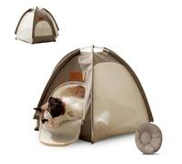 Breathable Cat Tent Bed for Indoor Outdoor, Portable Pop Up Pet Enclosure with Anti-Mosquito Mesh & Secure Zipper Door, Cozy Cave Shelter with Cushion for Cats Small Dogs Summer Travel (Gray, XL)