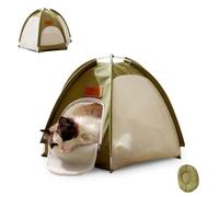 Breathable Cat Tent Bed for Indoor Outdoor, Portable Pop Up Pet Enclosure with Anti-Mosquito Mesh & Secure Zipper Door, Cozy Cave Shelter with Cushion for Cats Small Dogs Summer Travel (Green, XL)