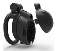 Breathable Chastity Lock for Men's Strength Training with 4 Fixed carabiners (42mm/45mm/48mm/52mm) (Black, Arc Rings)