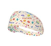 Breathable Colourful Birthday Wishes Print Headband for Sports - Stylish Sweatbands, Perfect for Yoga, Running, Cycling, and More