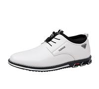 Breathable Comfortable Business Lace Up Shoes for Work Casual Solid Color Leather Shoes for Men Camp Men Shoes Red, White, 8 UK