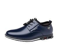 Breathable Comfortable Business Lace Up Shoes for Work Casual Solid Color Leather Shoes for Men Camp Men Shoes Red, blue, 12.5 UK