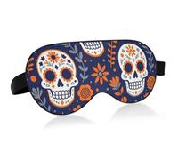Breathable Cool Bird Eye Fabric Sleep Eye Mask One Size for All Head | Cool Smooth Nylon Inner Surface Cool Fabric Nap Mask Long Distance Travel Trip Day Of Dead Orange