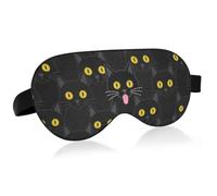 Breathable Cool Bird Eye Fabric Sleep Eye Mask One Size for All Head | Skin Friendly Temperature Balanced Fabric Cool Fabric Nap Mask Daily Indoor Relaxation Black Cats with Yellow Eyes