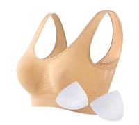 Breathable Cool Liftup Air Bra, 2024 New Large Size Air Bra Breathable and Comfortable Mesh Sports Bra for Women Padded Plus Size Bras for Women No Underwire Khaki,XXL
