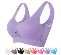 Breathable Cool Liftup Air Bra, 2025 New Large Size Air Bra Breathable and Comfortable Mesh Sports Bra for Women Plus Size Bras for Women No Underwire UK Purple XXXXXXL