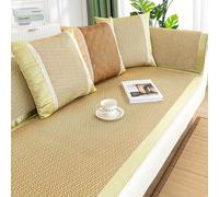 Breathable Cooling Rattan Couch Cover for Dogs - Non-Slip 3-Seater Protector with Elastic Straps Summer Mat for L-Shaped Sofa (Color 11 80x210cm)