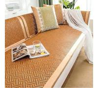 Breathable Cooling Rattan Couch Cover for Dogs - Non-Slip 3-Seater Protector with Elastic Straps Summer Natural Mat Simple L-Shape Sofa Cover (Color 8 80x210cm)