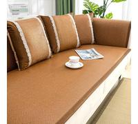 Breathable Cooling Rattan Couch Cover for Dogs - Non-Slip 3-Seater Protector with Elastic Straps Summer Natural Mat Stylish L-Shaped Sofa Cover (Color 3 80x210cm)