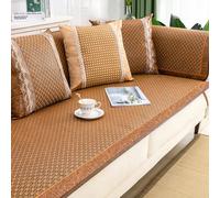 Breathable Cooling Rattan Couch Cover for Dogs - Non-Slip 3-Seater Settee Protector with Elastic Straps Summer Natural Mat Stylish L-Shaped Sofa Cover (Color 2 80x210cm)