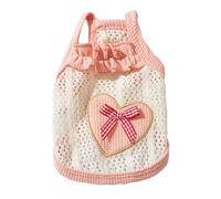 Breathable Cotton Dog Shirt with Heart and Bow Decoration, Pet Shirt for Small Dogs, Puppy Clothes for Chihuahuas, Dachshunds, French Bulldogs, and Yorkies, Summer Dog Outfit for Girls(Pink,XS)