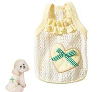 Breathable Cotton Dog Shirt with Heart and Bow Decoration, Pet Shirt for Small Dogs, Puppy Clothes for Chihuahuas, Dachshunds, French Bulldogs, and Yorkies, Summer Dog Outfit for Girls(Yellow,XL)