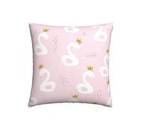 Breathable Cushion Case Swan Princess Golden Glitter Crown 45X45Cm, Cushion Cover Double Sided Pillow Cover For Decoration Couch Garden