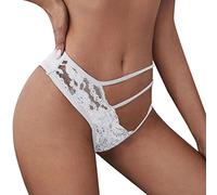 Breathable Cutout Underwear for Women No Show Lace Briefs Sexy Panties Comfor Low Waisted Stretch Tangas Thongs Bikini Panties Funny Butt Lifting Cute Cheeky Tummy Control White