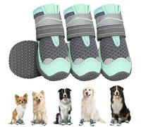 Breathable Dog Boots for Hot Pavement and Winter Snow, Non-Slip Paw Protector for Indoor Outdoor Walking, Green