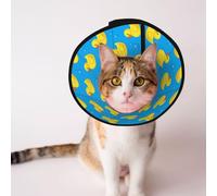 Breathable Dog Cones for Small Medium Large Dogs, Cute Funny Blue Bubbles Yellow Rubber Ducks Recovery Collars for Puppies and Kittens After Surgery, Elizabethan Collar to Stop Licking